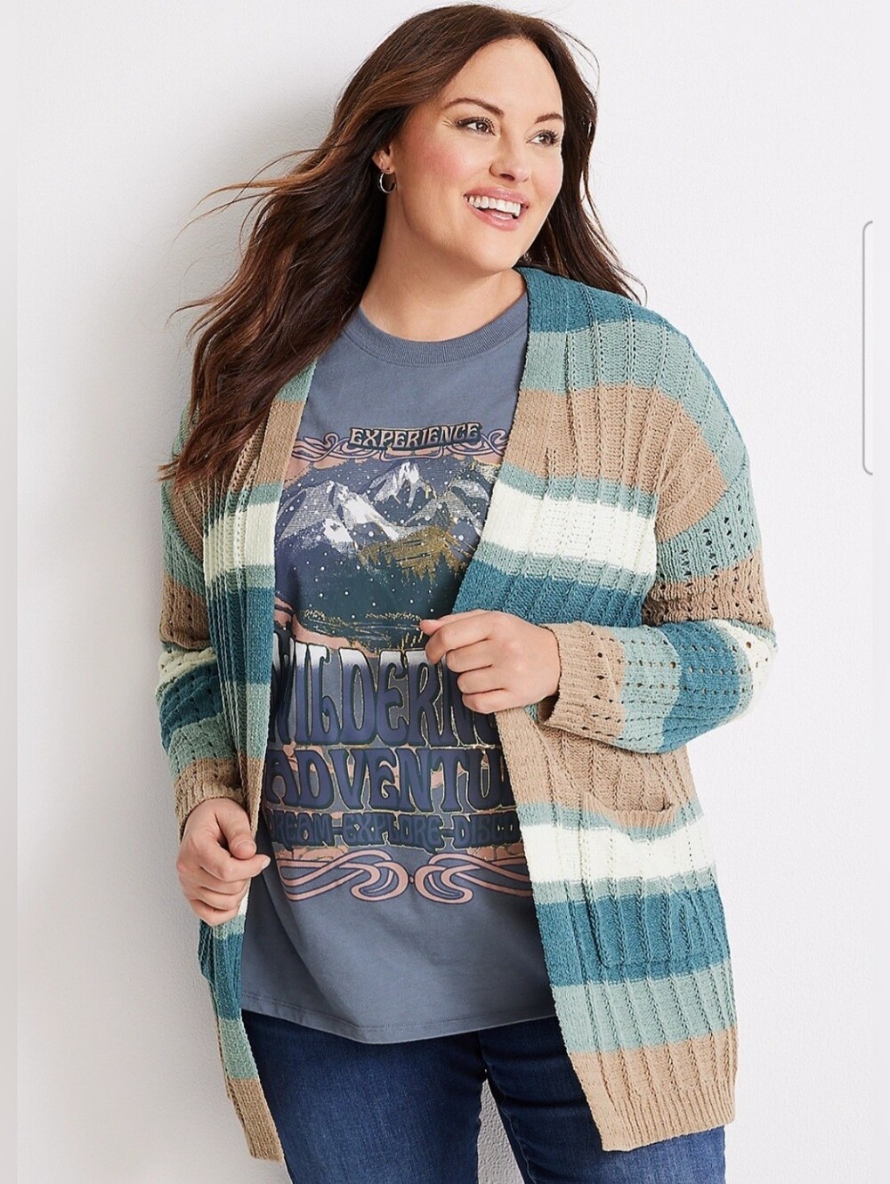Maurices Multicolor Striped Chenille Cardigan